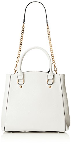 MG Collection Kendra Structured Tote Purse Convertible Shoulder Bag, White, One Size