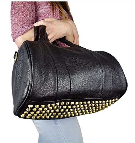 Hanson Celebrity Style Studded Bottom Duffel Tote Handbag
