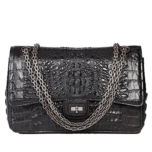 GAVADI Crocodile Leather Ladies Handbag Evening Party Bag Black G029