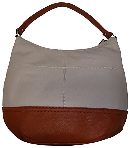 Tignanello Leather Purse Handbag Perfect Pockets Hobo Sand/Whiskey