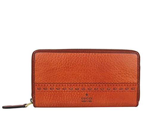 Gucci Women’s Dark Orange Laidback Craft Leather Clutch Zip Around Wallet 338580 6465