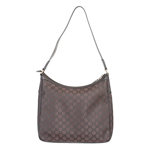 Gucci Women’s Brown Canvas Leather Trimmed Guccissima Print Hobo Shoulder Bag