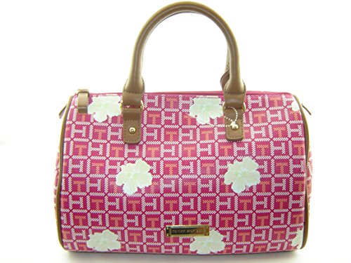 Tommy Hilfiger Poppy Satchel Handbag Purse Pink Cream Multi