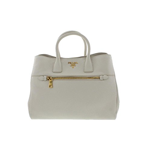 Prada Womens Vitello Danino Leather Double Handle Satchel Handbag