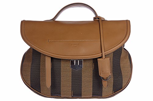 Fendi women’s leather handbag shopping bag purse cacciatorina pequin brown