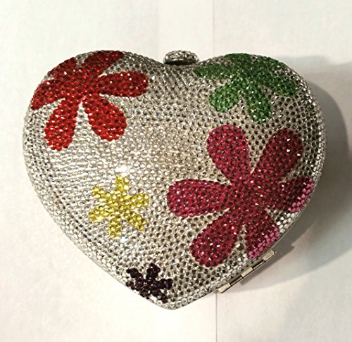 Swarvoski Crystal Heart Floral Handmade Evening Shoulder Bag