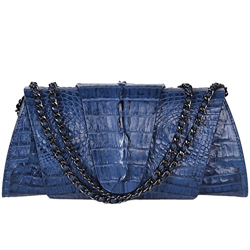GAVADI Crocodile Leather Ladies Shoulder Bag Evening Party Bag Blue G016
