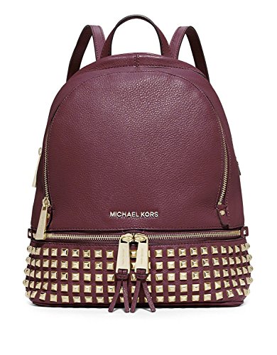 MICHAEL KORS Rhea Studded Leather Zip Small Backpack (Merlot)