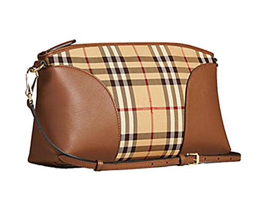 Burberry Horseferry Check and Leather Clutch Honey/tan
