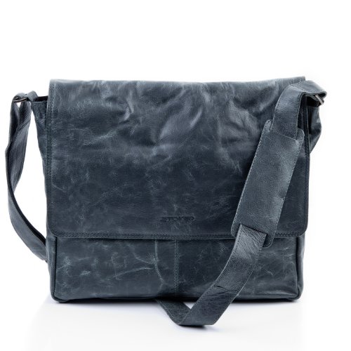 STOKED messenger bag STAN – Shoulder bag leather grey – notebook-bag