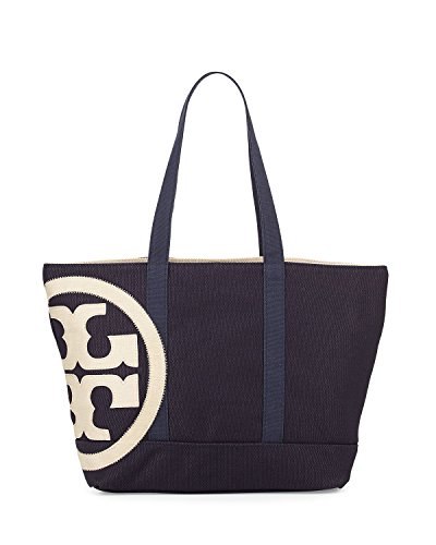 Tory Burch Tote Beach Small Zip Tote Authentic New Bag Color Tory Navy Natural