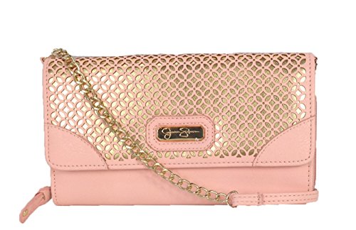 Jessica Simpson ‘Leslie’ Perforated Chain Wallet Crossbody, Pale Peach