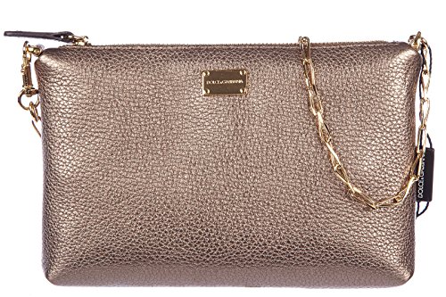 Dolce&Gabbana women’s leather clutch handbag bag purse martellata brown