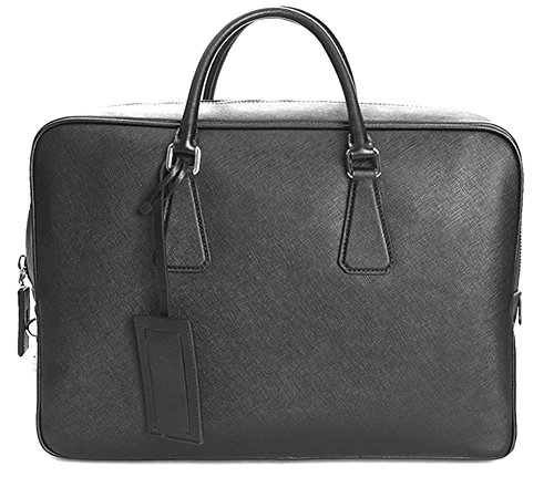Prada Large Saffiano Leather VS0088 Briefcase Travel Bag Black