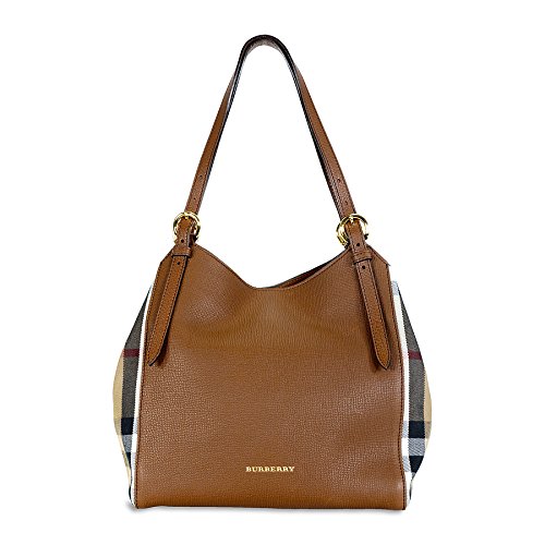 Burberry Small Canter in Leather and House Check-tan
