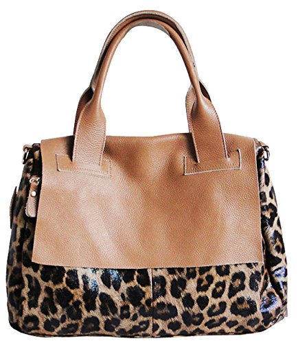 Heshe® Women’s New Fashion Leather Leopard Tote Handbag Top Handle Shoulder Bag Handbag Pouch Cross Body Bag Purse Hobo Sling Hang Bag for Ladies