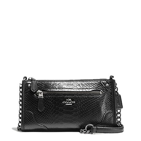 Coach F36211 Mickie Crossbody in Exotic Mix Leather Antique Nickel/black Coach F36211 Mickie Crossbody in Exotic Mix Leather Antique Nickel/black