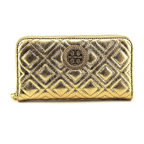 Tory Burch Marion Quilted Metallic Zip Continental Womens Wallet
