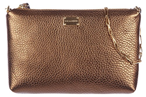 Dolce&Gabbana women’s leather clutch handbag bag purse martellata brown