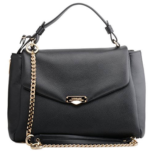 Versace Collection Women’s Fashion Black Handbag Leather Elk Print LBS1365-LVFA