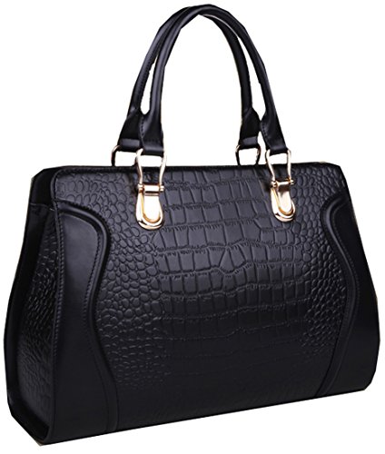 Heshe 2015 New Leather Crocodile Pattern Tote Cross Body Shoulder Bag Handbag