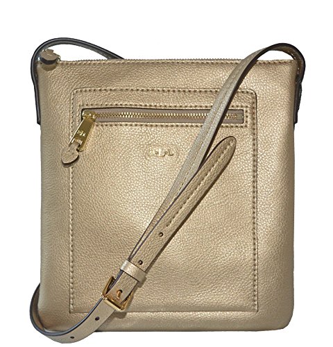 LAUREN Ralph Lauren Winchester MD Flat Crossbody Bag Handbag Purse Gold