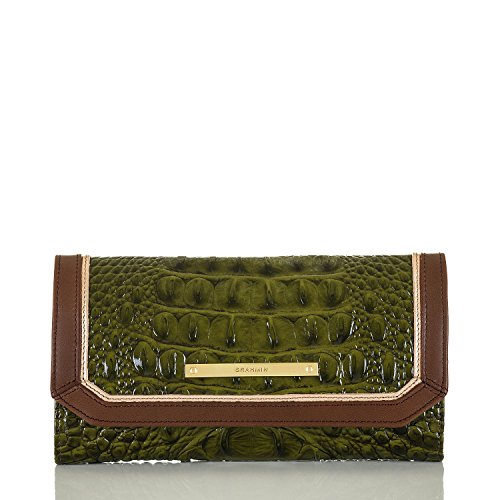 Brahmin Soft Checkbook Chive Tri -Texture Leather Wallet Clutch