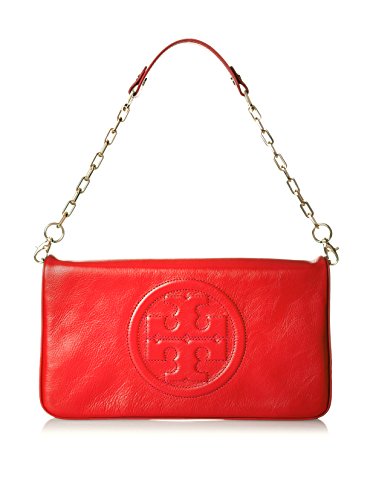 Tory Burch Bombe Reva Tory Red Leather Clutch & Shoulder Bag