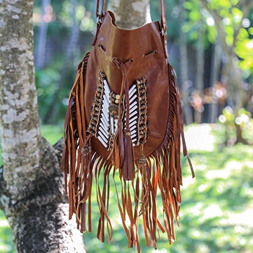 Genuine Leather Bag in Brown – Handmade – Hobo/boho Style