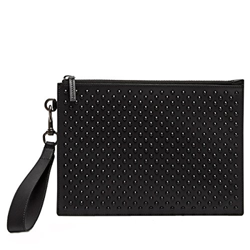 Gucci Leather Studded Pouch 337307, Black Leather Wristlet Clutch