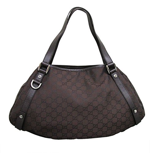 Gucci Brown Nylon Abbey Hobo Tote Handbag Bag 293578