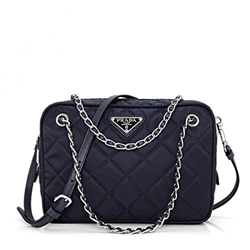 Prada Tessuto Impuntu Quilted Nylon Shoulder Chain Handbag BL0910, Navy Blue / Bleu