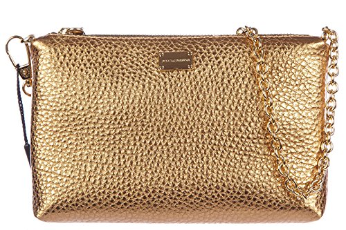 Dolce&Gabbana women’s leather clutch handbag bag purse martellata gold