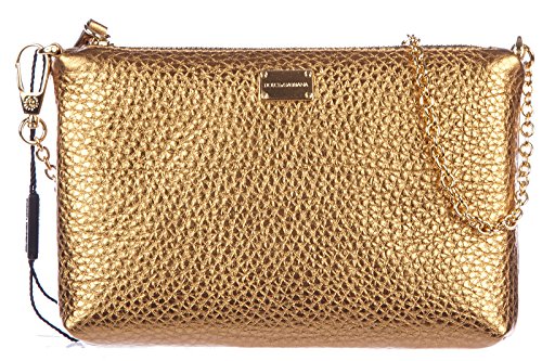 Dolce&Gabbana women’s leather clutch handbag bag purse martellata gold