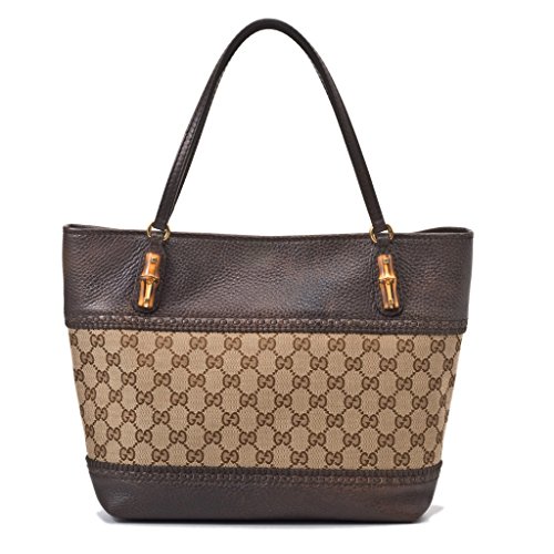 Gucci Original Canvas and Leather Bamboo Tote Bag 353125, Brown