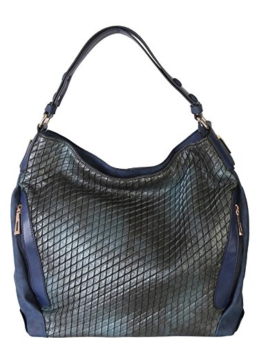 Rimen & Co. Faux PU Leather Quilted Hobo Women’s Purse Handbag with 2 Additional Zipper Front Pocket and 1 Back Zipper Pocket, SZ-2680