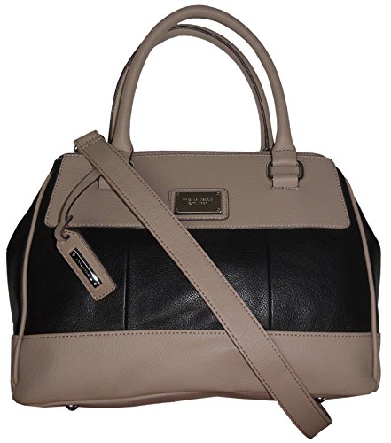 Tignanello Purse Handbag Social Status Leather Satchel Black/Mushroom