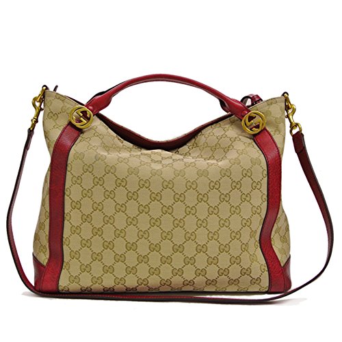Gucci Miss GG Canvas and Leather Shoulder Bag 323675, Red Leather