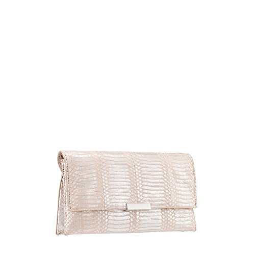 Loeffler Randall Small Convertible Tab Clutch in Nude/silver Snake
