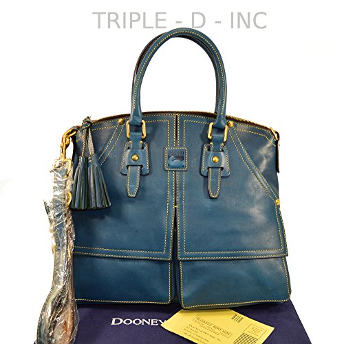 Dooney & Bourke Florentine Leather Lg Clayton Satchel Denim Blue