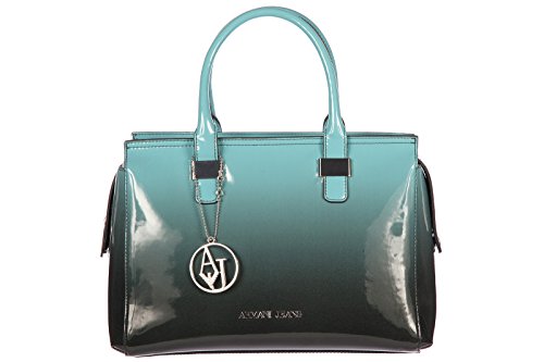 Armani Jeans women’s handbag shopping bag purse patent gradient blu