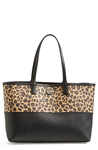 Tory Burch Kerrington Shopper Leopard Leather Brown Beige Gold Bag
