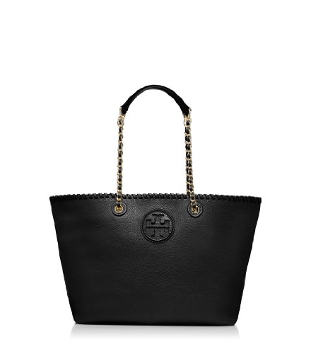 Tory Burch Womens Marion Small E/W Tote, Black, One Size