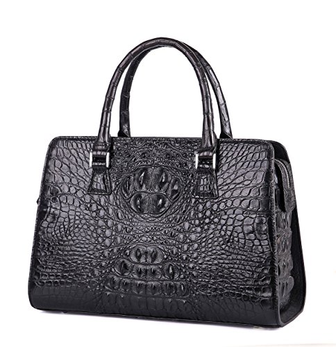 SINNOL Women’s Genuine Crocodile Leather Fashion Handbag Shoulder Bags Tote Bags Black S01111