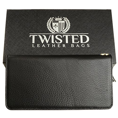 Black Leather Clutch ‘Smooth Style’ Twisted Leather Bags