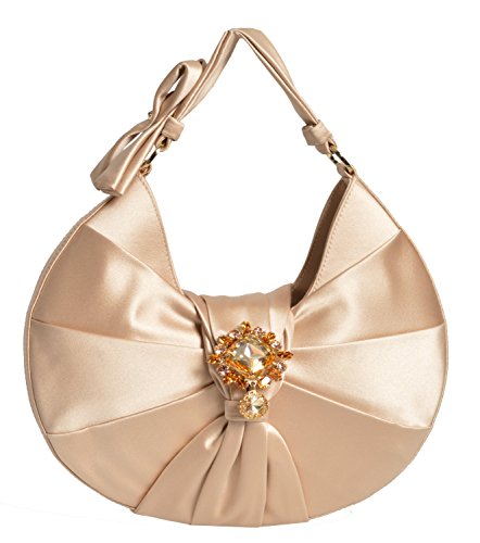 Christian Dior Satin Drape Crescent Rhinestone Evening Handbag Purse