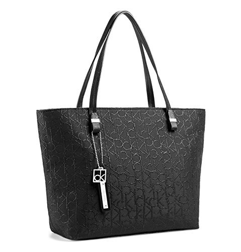 Calvin Klein Haley Lurex City Shopper Tote Bag Black