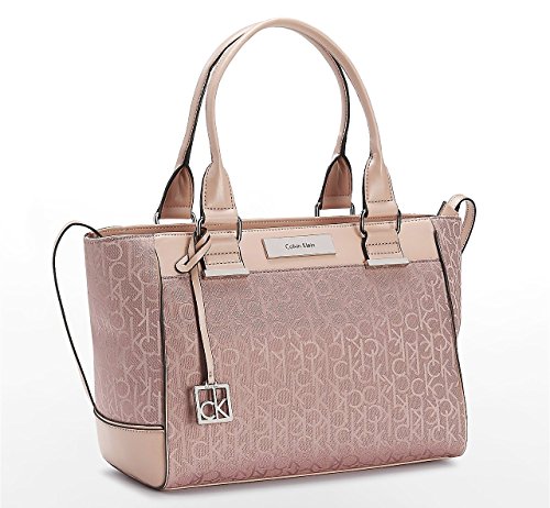 Calvin Klein LargeLogo Jacquard City Center Zip Carryall Satchel Bag Handbag (Pink)