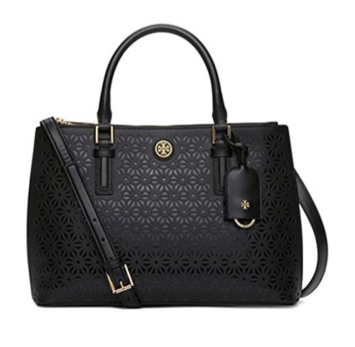 Tory Burch Robinson Floral Perforated Mini Double Zip Tote $550.00