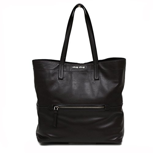 Miu Miu by Prada Vitello Soft Leather Shopping Tote Bag, Ebano Brown